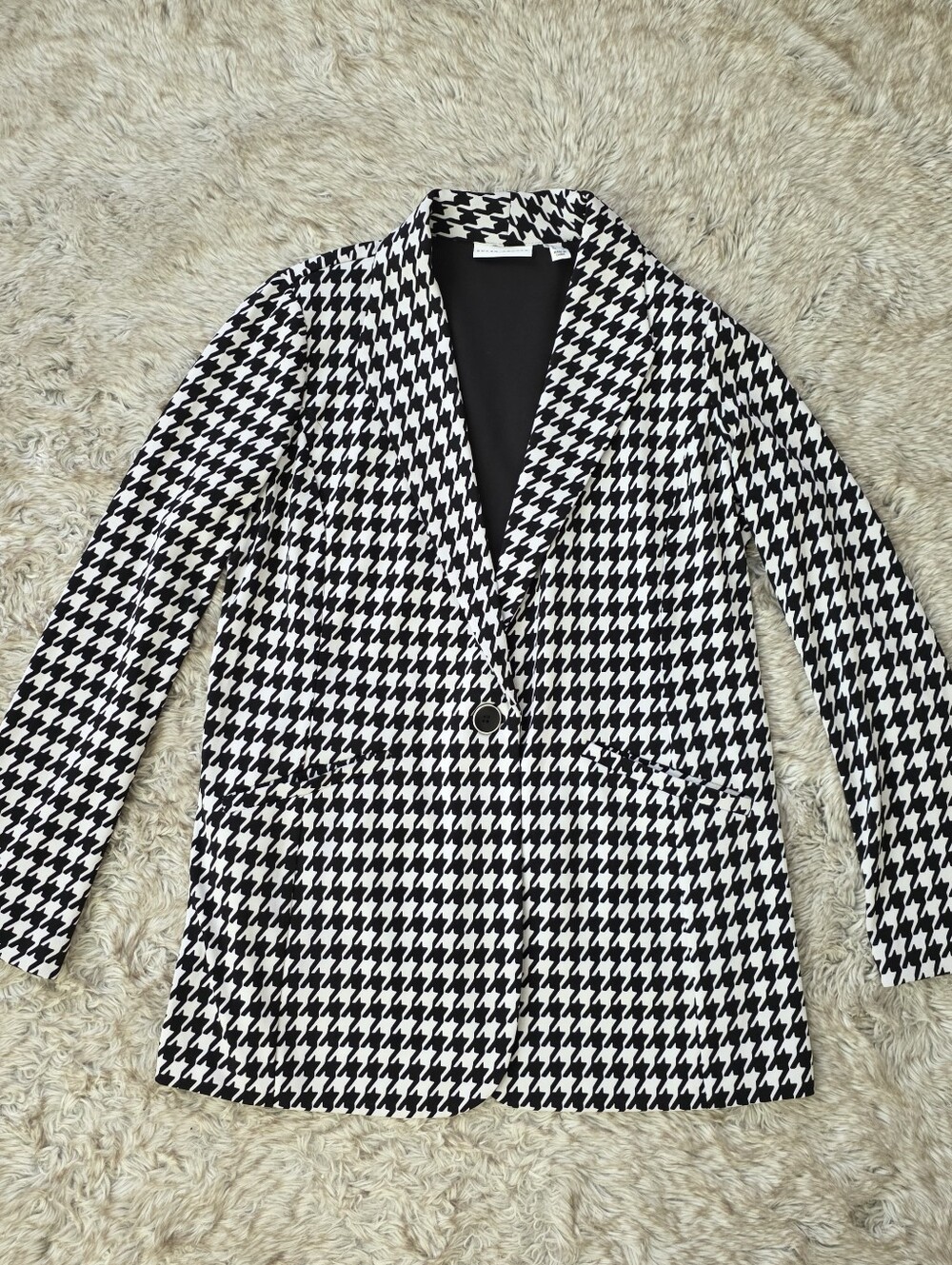 Susan Graver Black & White Houndstooth‎ Blazer Jacket Women's Size Medium
